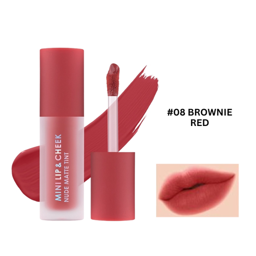 CATHY DOLL MINI LIP & CHEEK #08 BROWNIE RED 